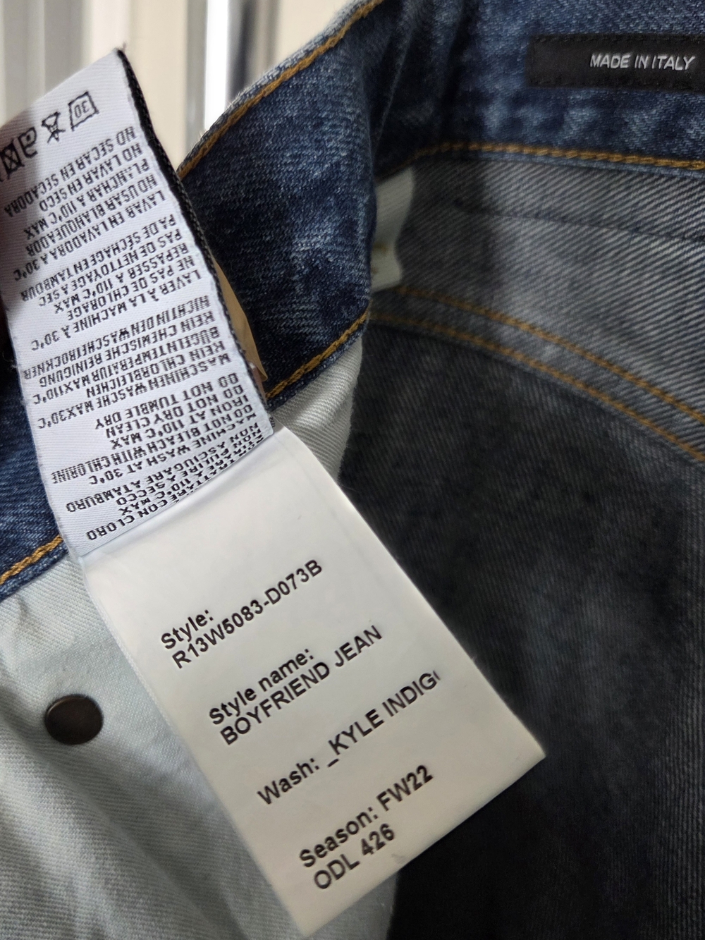 R13 Boyfriend Jeans Size 27 Distressed Made in Italy Kyle Indigo High End Denim - Picture 4 of 7